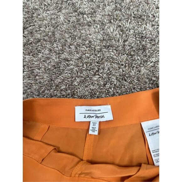 & Other Stories Paris Atelier High Waisted Tangerine Orange Trouser Flowy Pant 2 - Picture 5 of 12